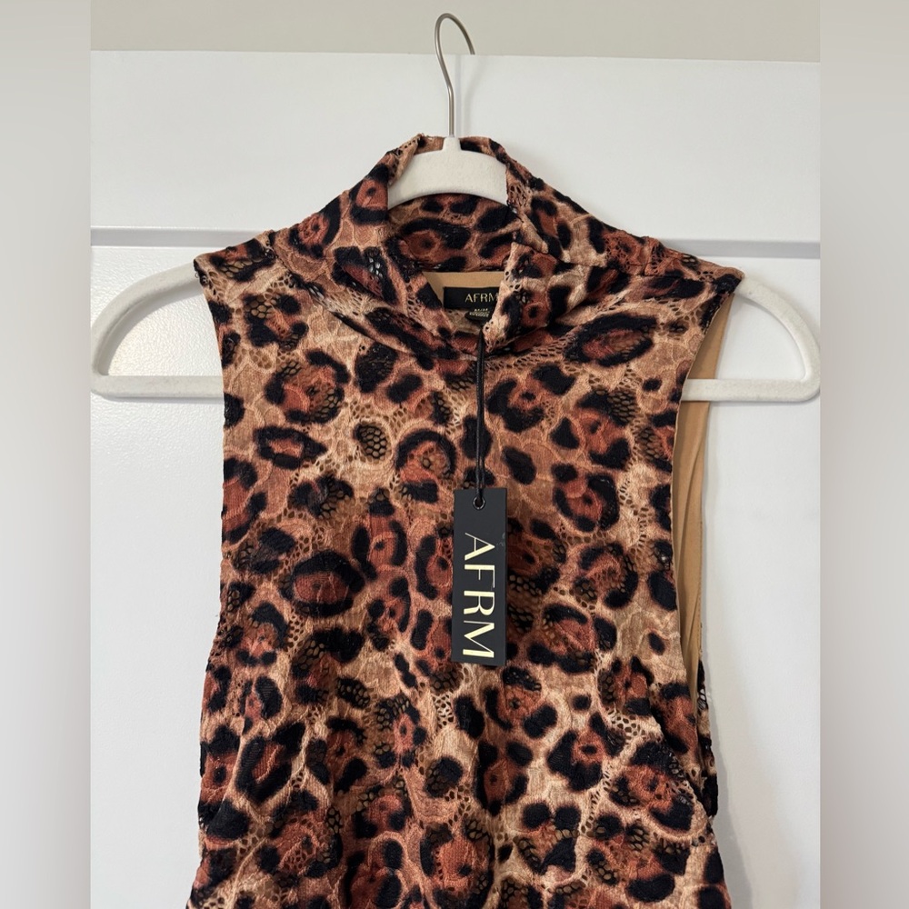 AFRM Fiorella Crochet Lace Leopard Dress Size Medium NWT
